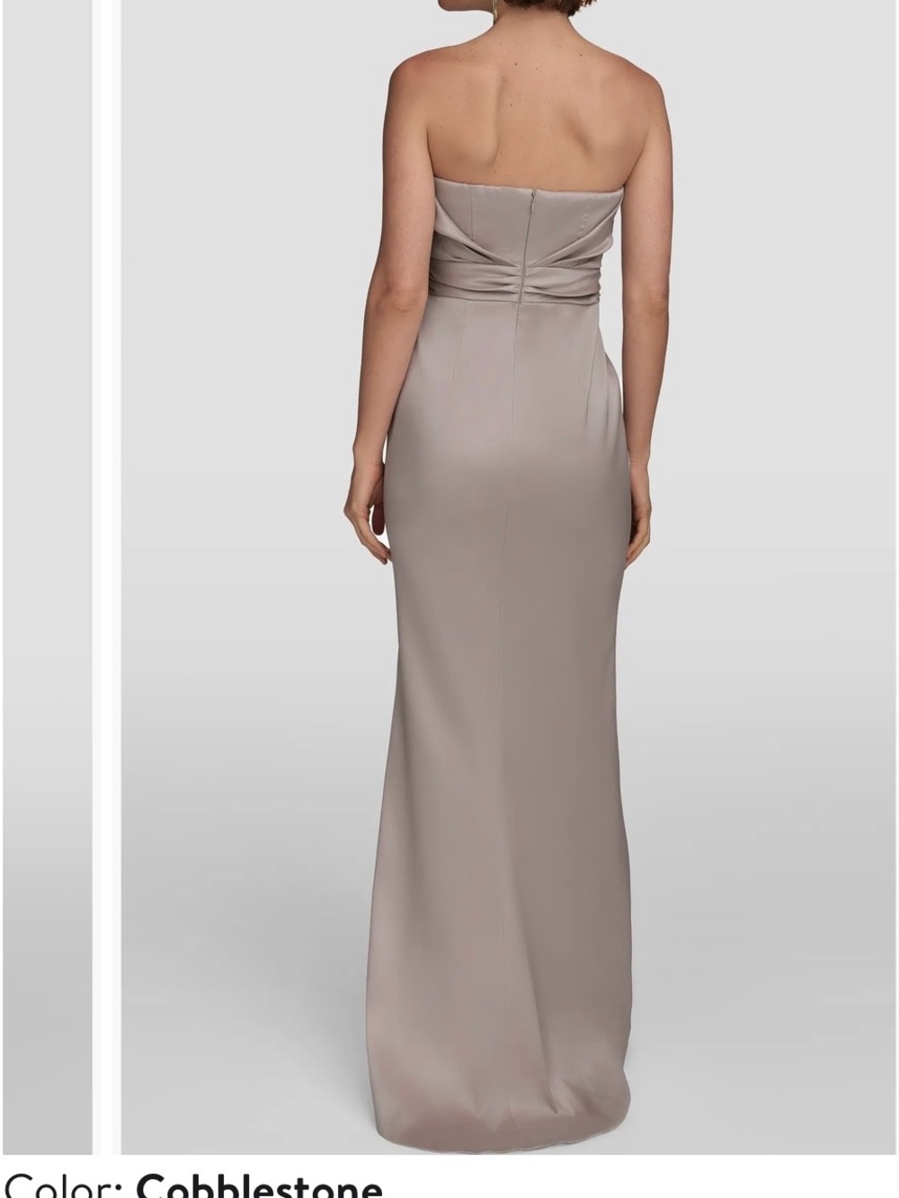 Donna Karan Taupe Strapless Draped Evening Gown, Size 12 - Picture 2 of 11